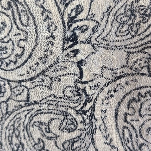 Perseption Concept Womens Semi Sheer Button Down Blouse Top Size Large Tan Black - Picture 11 of 16